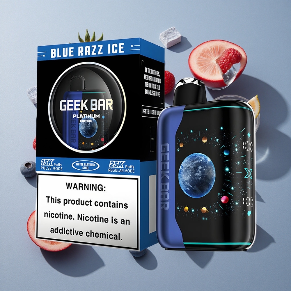 Azul Frambuesa Hielo GEEK BAR Platinum Edition Hasta 25000 Caladas Pantalla Curva 3D Dinámica