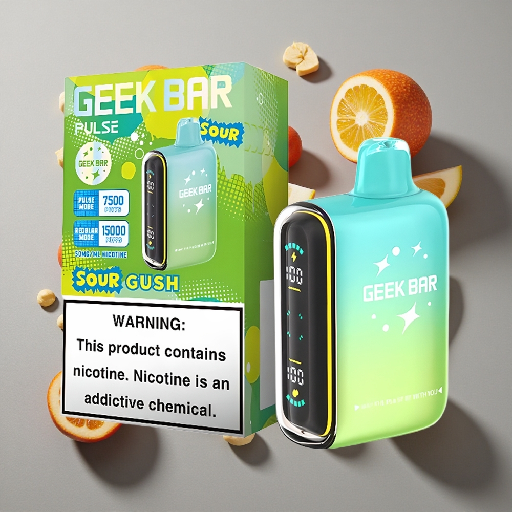 Sour GEEK BAR Pulse 15000 Puffs con 16ML de capacidad de líquido y 5% de nicotina