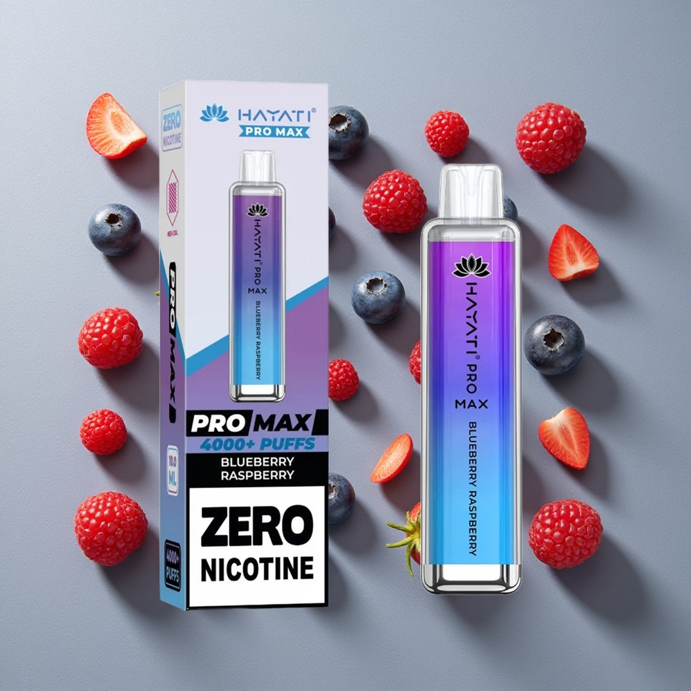 Arándano Frambuesa Hayati Pro Max 4000 Puffs Vape Desechable Resistencia de Nicotina 2% 5% Batería Recargable 1400mAh