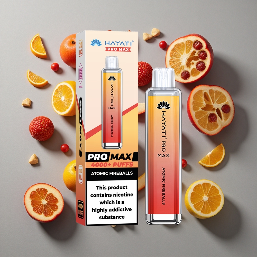 Bolas de Fuego Atómicas Hayati Pro Max 4000 Puffs Vape Desechable con Batería Recargable de 1400mAh