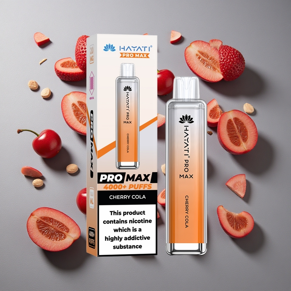 Cereza Cola Hayati Pro Max 4000 Caladas Vape Desechable con Batería Recargable 1400mAh y Resistencia de Nicotina 2% 5%