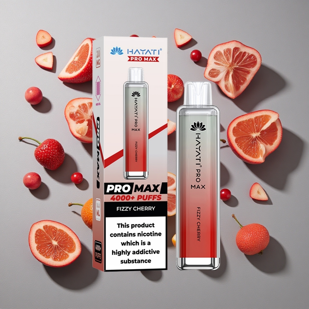 Cereza Efervescente Hayati Pro Max 4000 Puffs Vape Desechable con Batería Recargable 1400mAh y 2ml Tanque con Auto-Relleno de 10ml