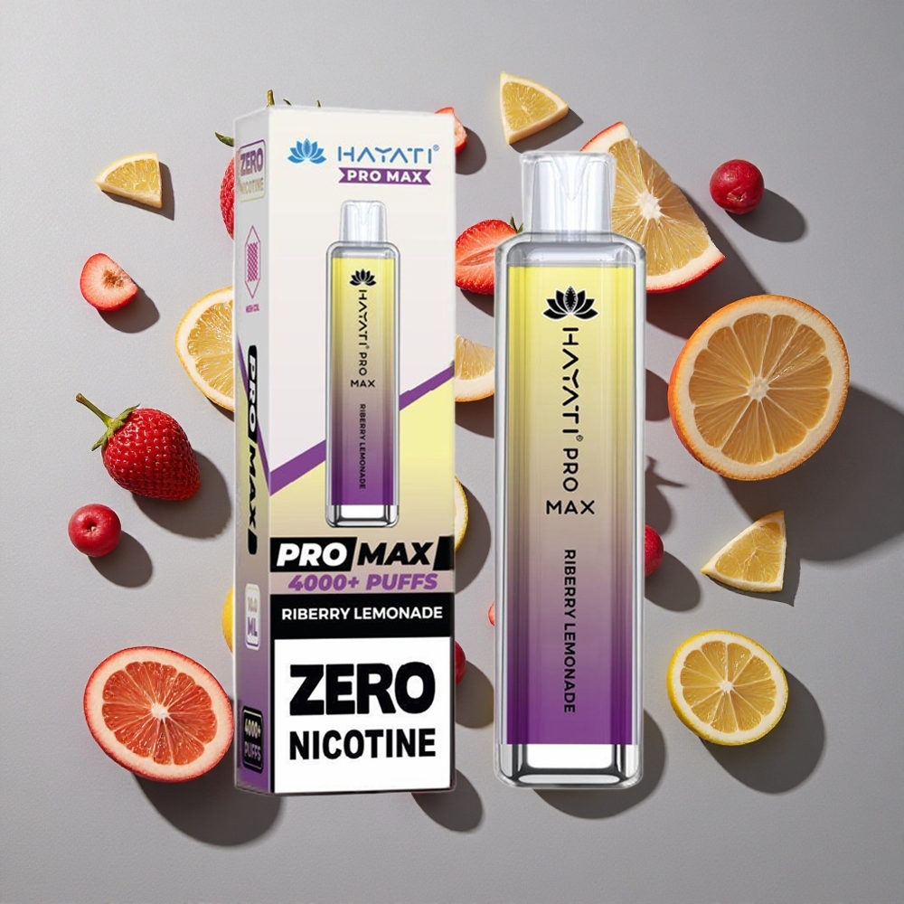 Frambuesa Limonada Hayati Pro Max 4000 Puffs Batería Recargable 1400mAh y Resistencia de Nicotina 2%, 5%