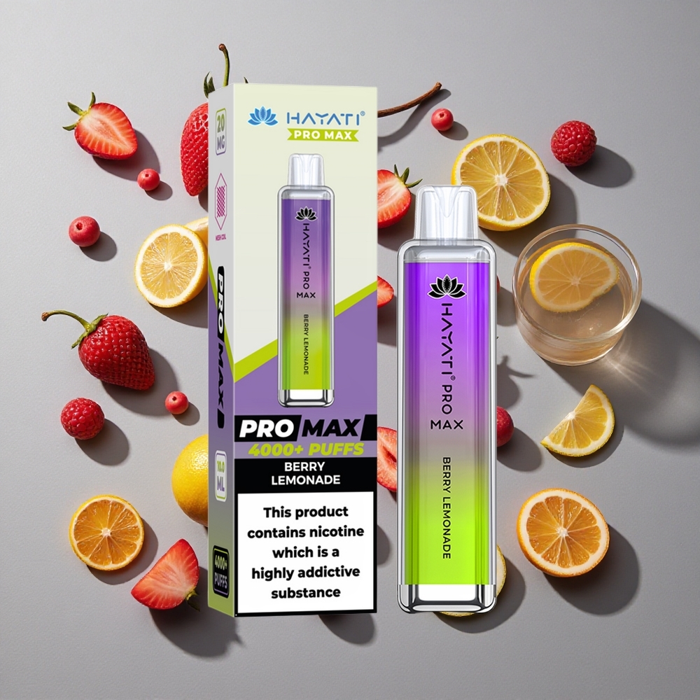 Frambuesa Limonada Hayati Pro Max 4000 Puffs Vape Desechable con Batería Recargable de 1400mAh y Resistencia Dual Mesh de 1.1 Ohm