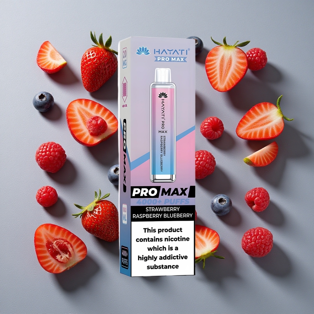 Fresa Frambuesa Arándano Hayati Pro Max 4000 Puffs Recargable Resistencia Dual 1.1 Ohm Mesh