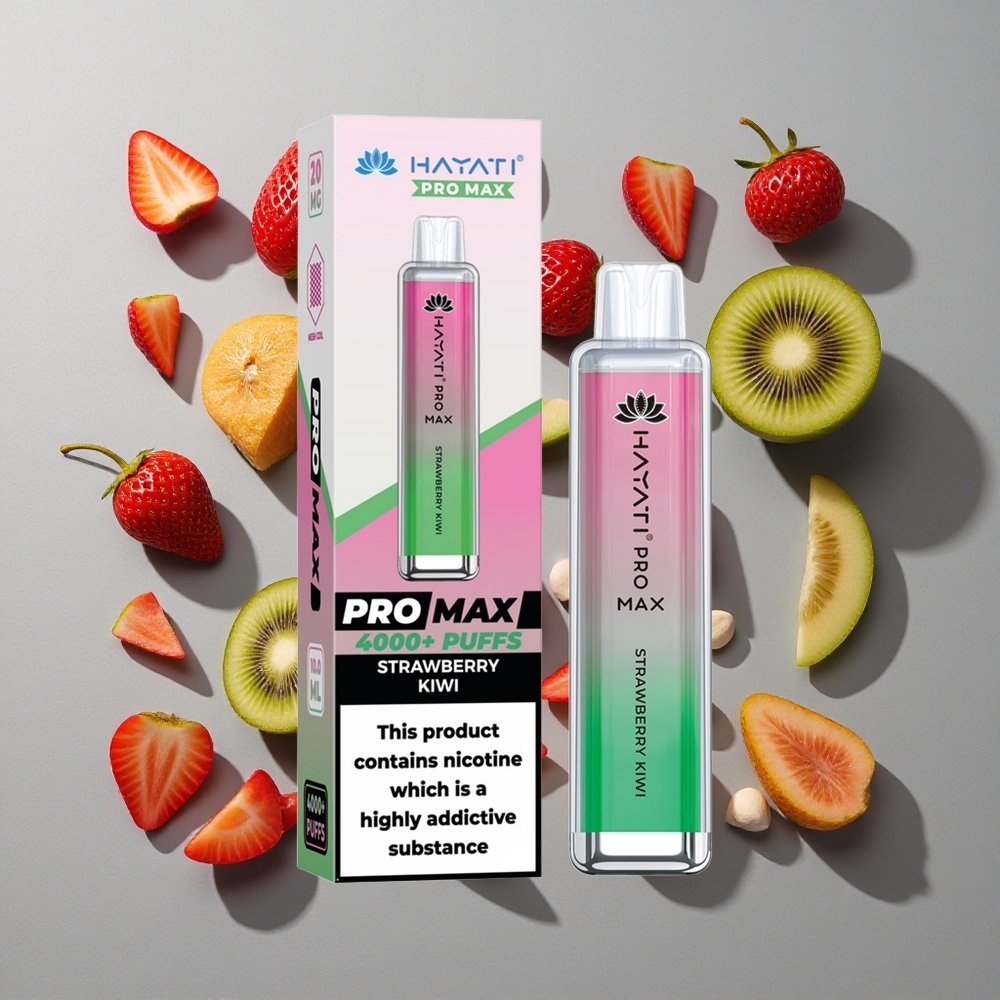 Fresa Kiwi Hayati Pro Max 4000 Puffs Vape Desechable con Batería Recargable de 1400mAh y Resistencia Dual de 1.1 Ohm Mesh