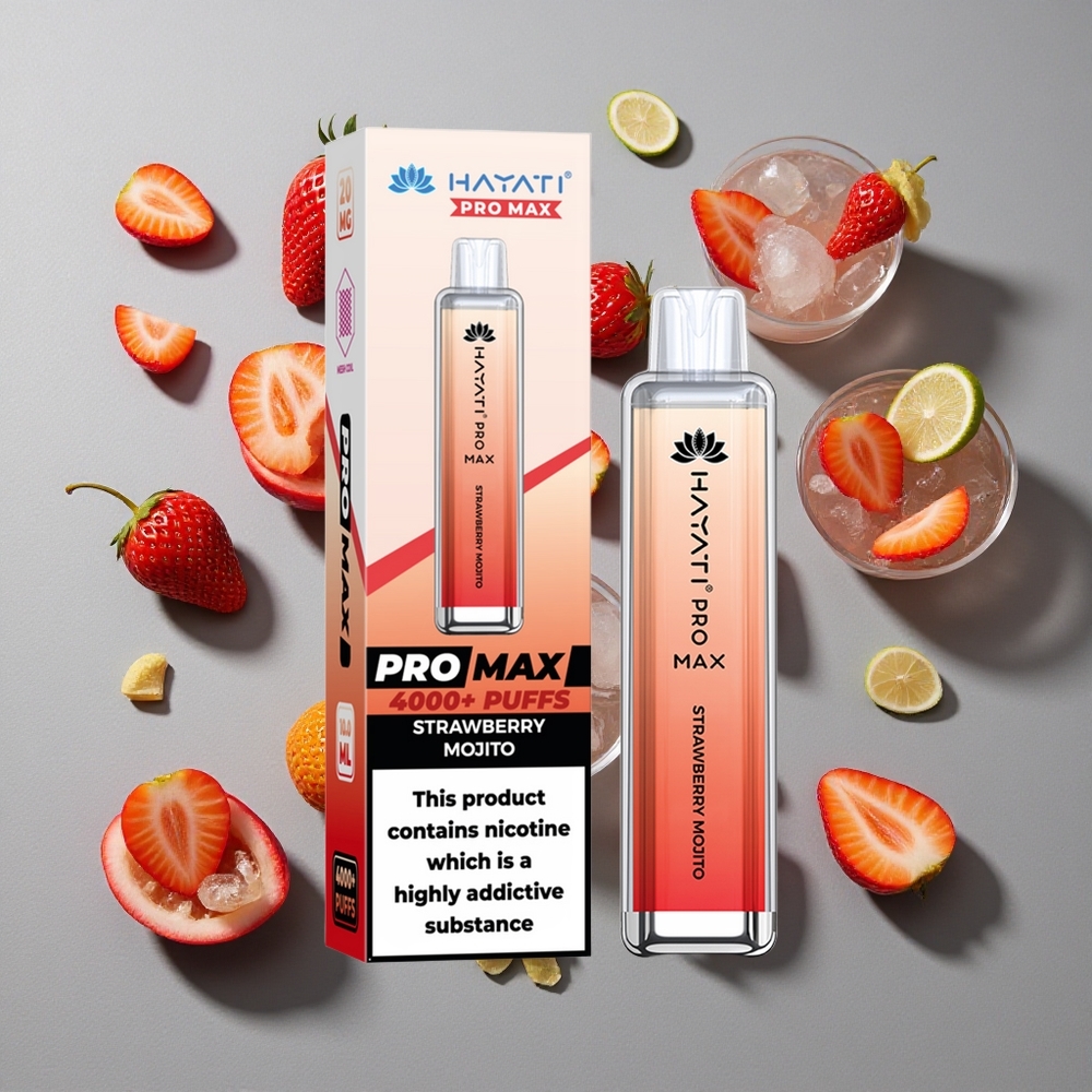Fresa Mojito Hayati Pro Max 4000 Puffs Vape Desechable con Batería Recargable 1400mAh y Resistencia de Nicotina 2% 5%