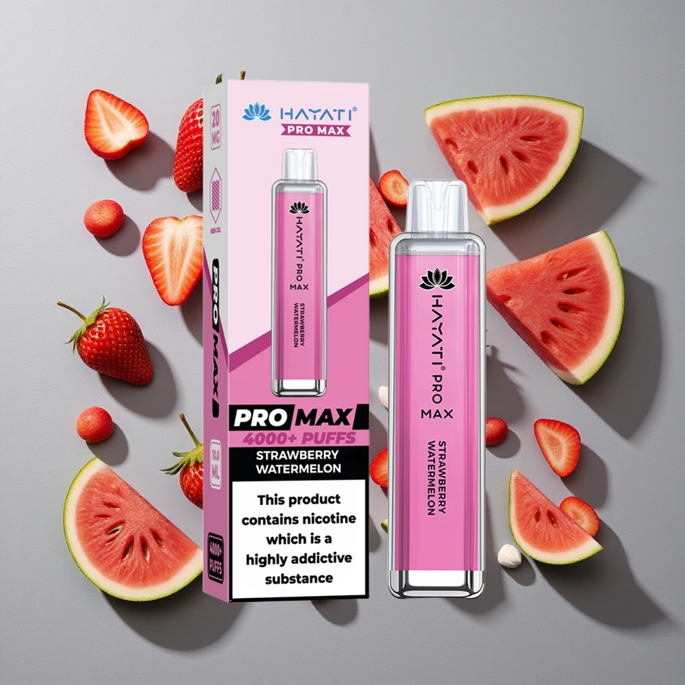 Fresa Sandía Hayati Pro Max 4000 Puffs Vape Desechable Resistencia de Nicotina 2%, 5% Batería Recargable