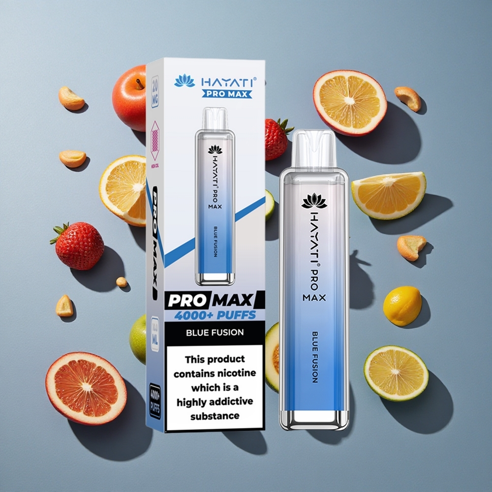 Fusión Azul Hayati Pro Max 4000 Puffs Vape Desechable Resistencia de Nicotina del 5% Batería Recargable de 1400mAh