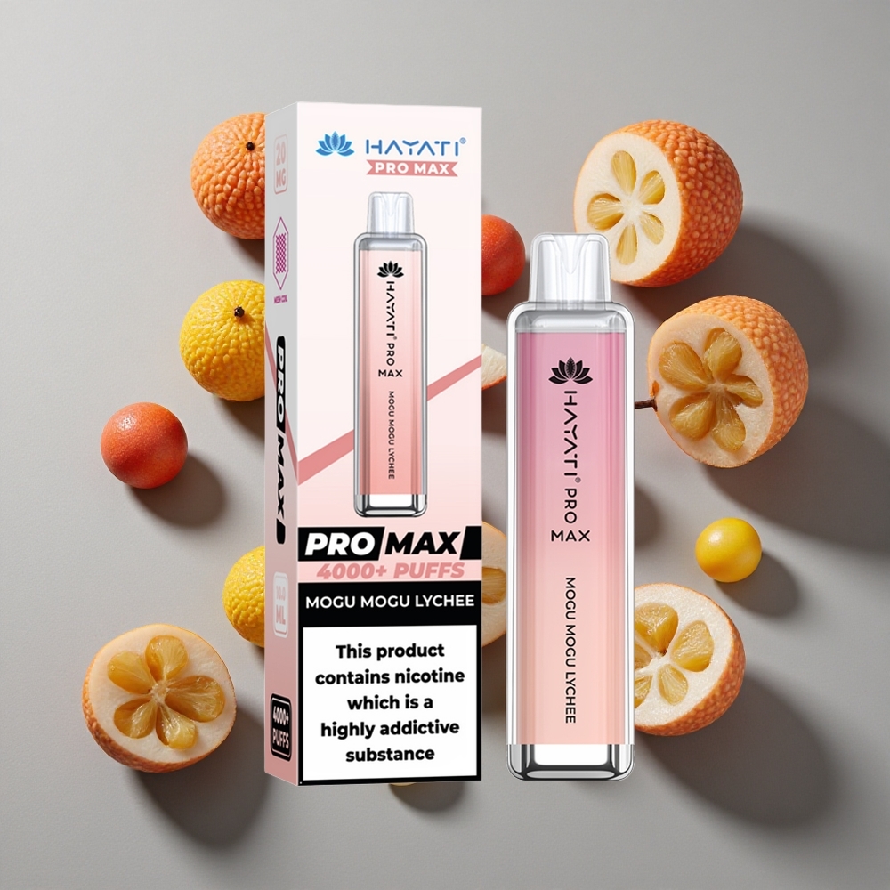 Lichi Mogu Mogu Hayati Pro Max 4000 Puffs Vape Desechable con Batería Recargable 1400mAh y Resistencia Dual 1.1 Ohm Mesh Coil