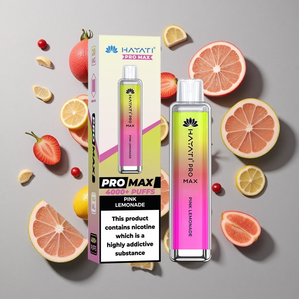 Limón Rosa Hayati Pro Max 4000 Puffs Vape Desechable con Batería Recargable 1400mAh y Resistencia Dual 1.1 Ohm Mesh Coil