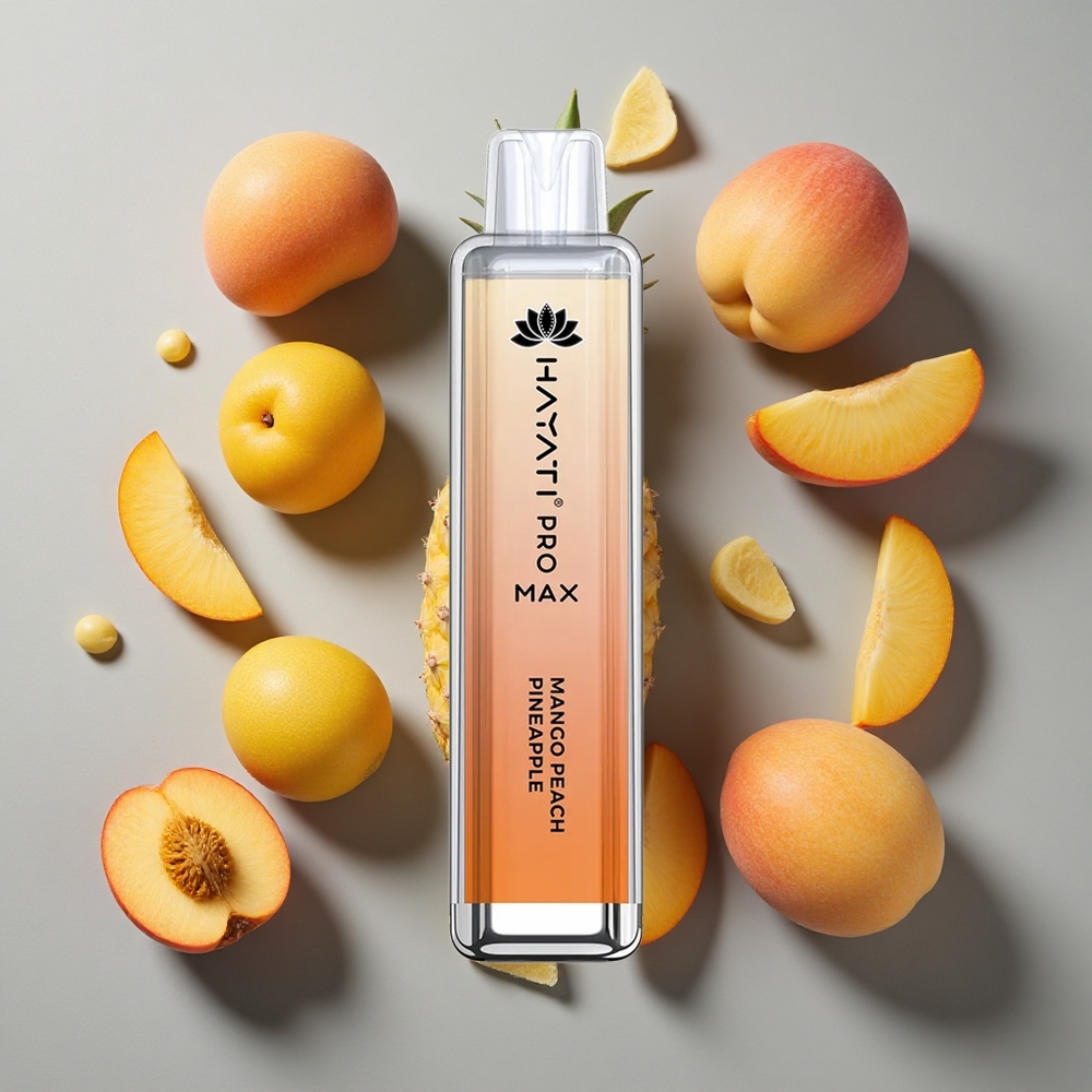 Mango Melocotón Piña Hayati Pro Max 4000 Puffs Vape Desechable con Batería Recargable y Resistencia de Nicotina del 2% y 5%