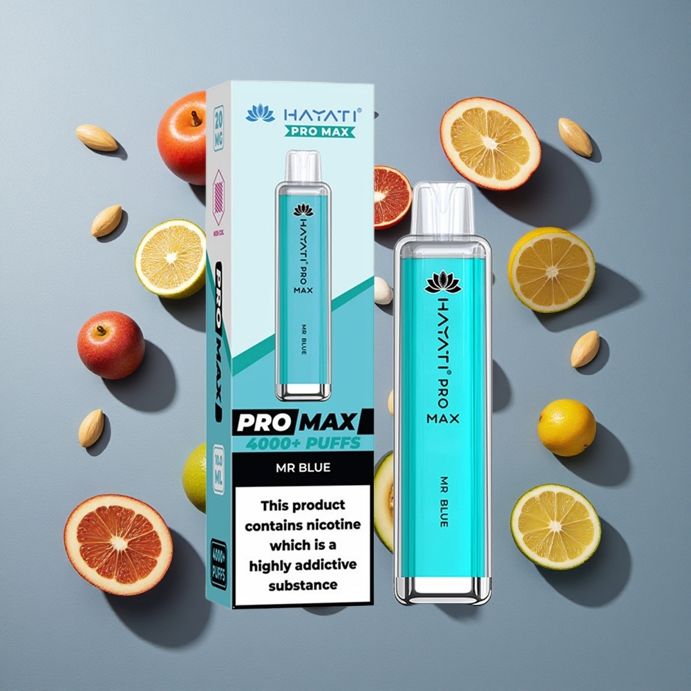 Mr Azul Hayati Pro Max 4000 Puffs Vape Desechable con Batería Recargable 1400mAh y Resistencia Dual de 1.1 Ohm Mesh