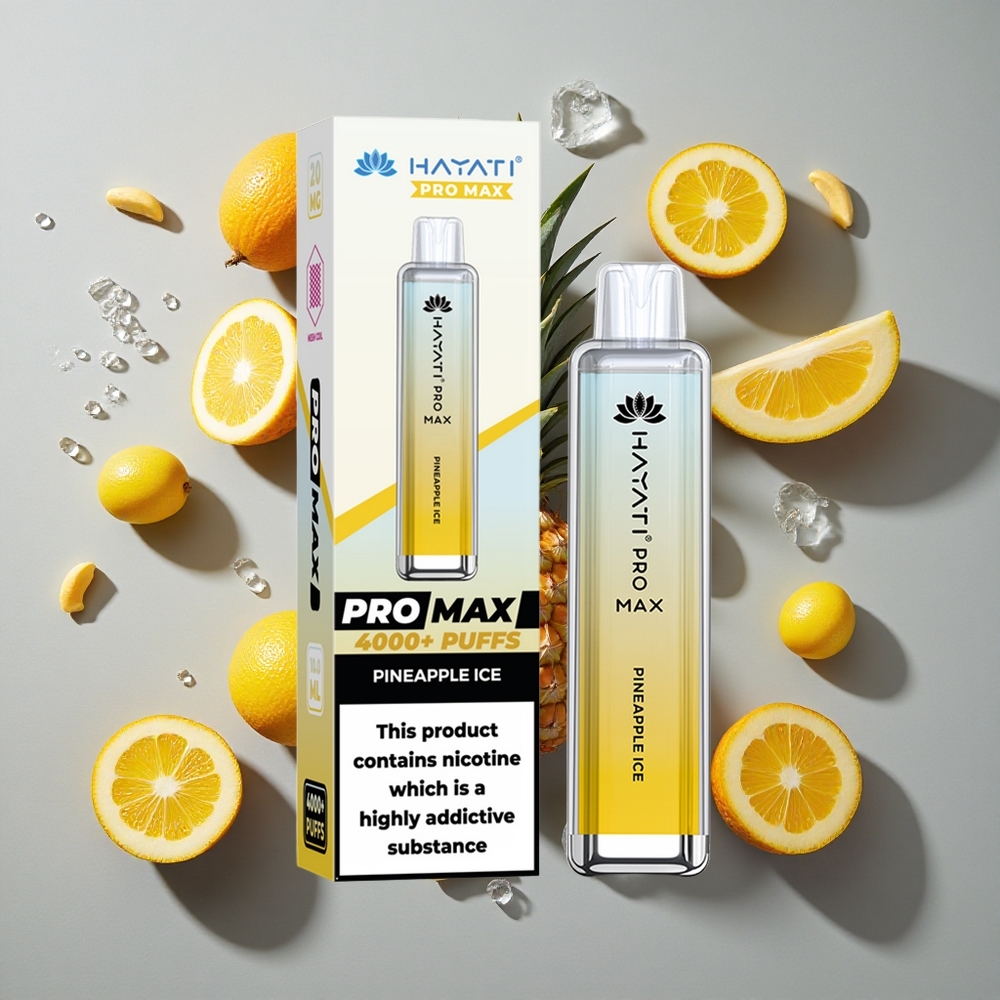 Piña Hielo Hayati Pro Max 4000 Puffs Vape Desechable con Batería Recargable 1400mAh y Resistencia Dual Mesh 1.1 Ohm