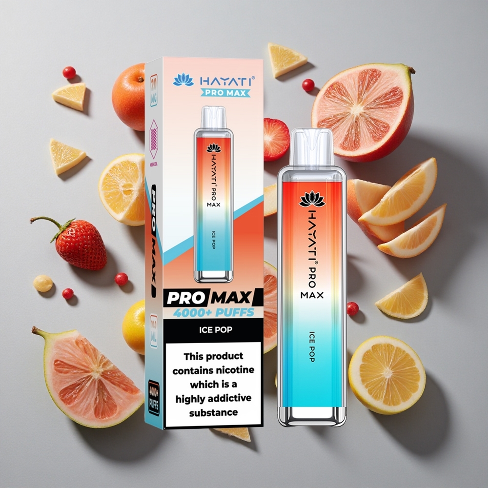 Pop de Hielo Hayati Pro Max 4000 Puffs Vape Desechable con Batería Recargable de 1400mAh y Resistencia Dual Mesh de 1.1 Ohm