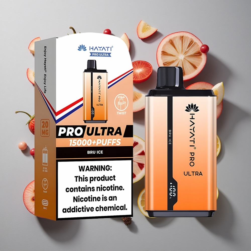 Bru Hielo Hayati Pro Ultra 15000 Caladas Capacidad de E-Líquido: 2 12ml Opciones de Sabores: 49