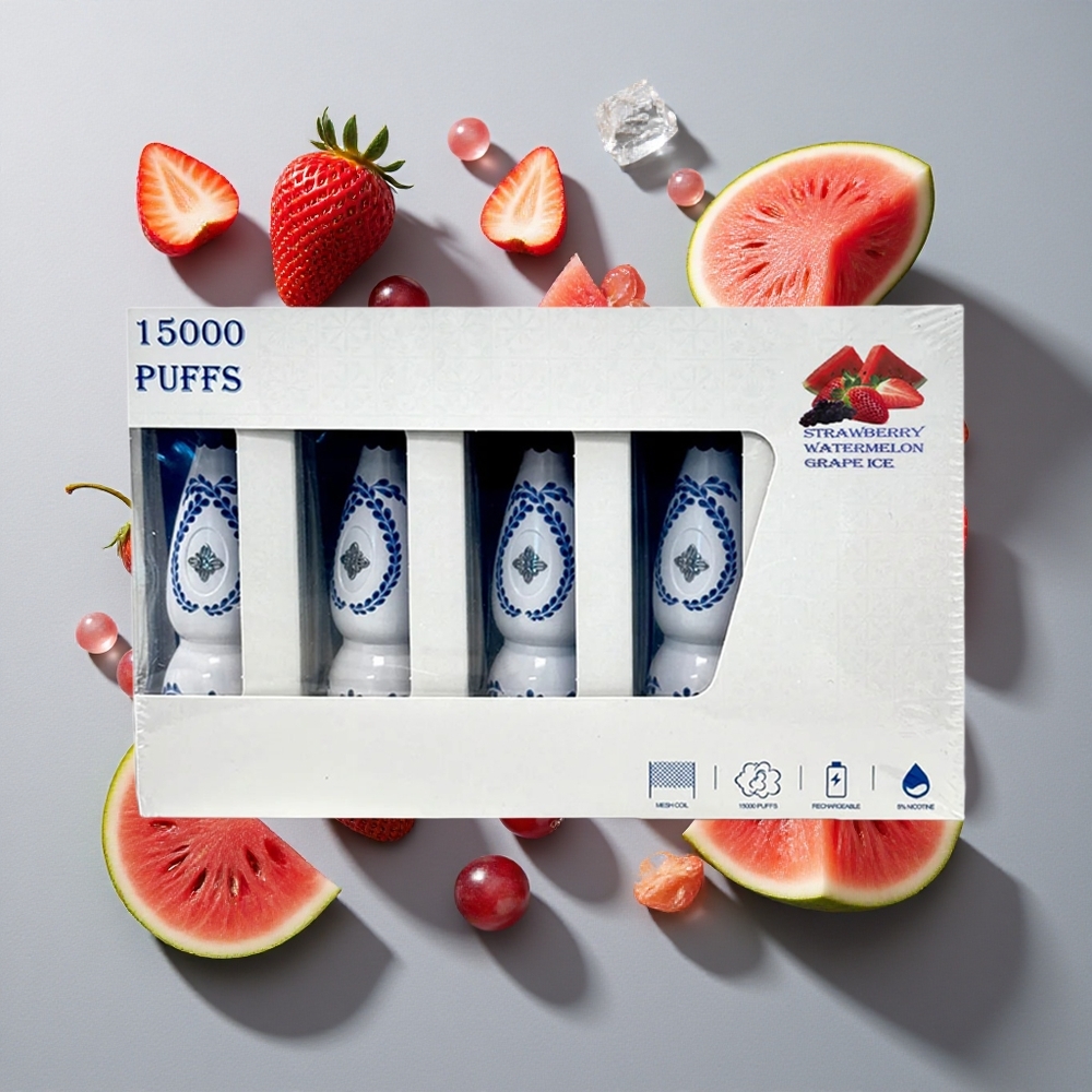 Fresa Sandía Uva Helada HUMO Azul 15000 Puffs 5% Nicotina 500mAh Batería Recargable