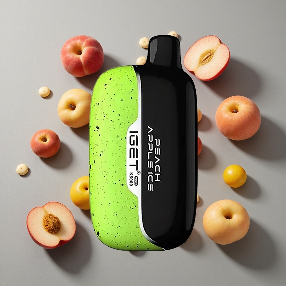 Melocotón Manzana IGET Moon 5000 Puffs Peso Neto: 81,5 g Tamaño: 49,5x25,3x99,4 mm