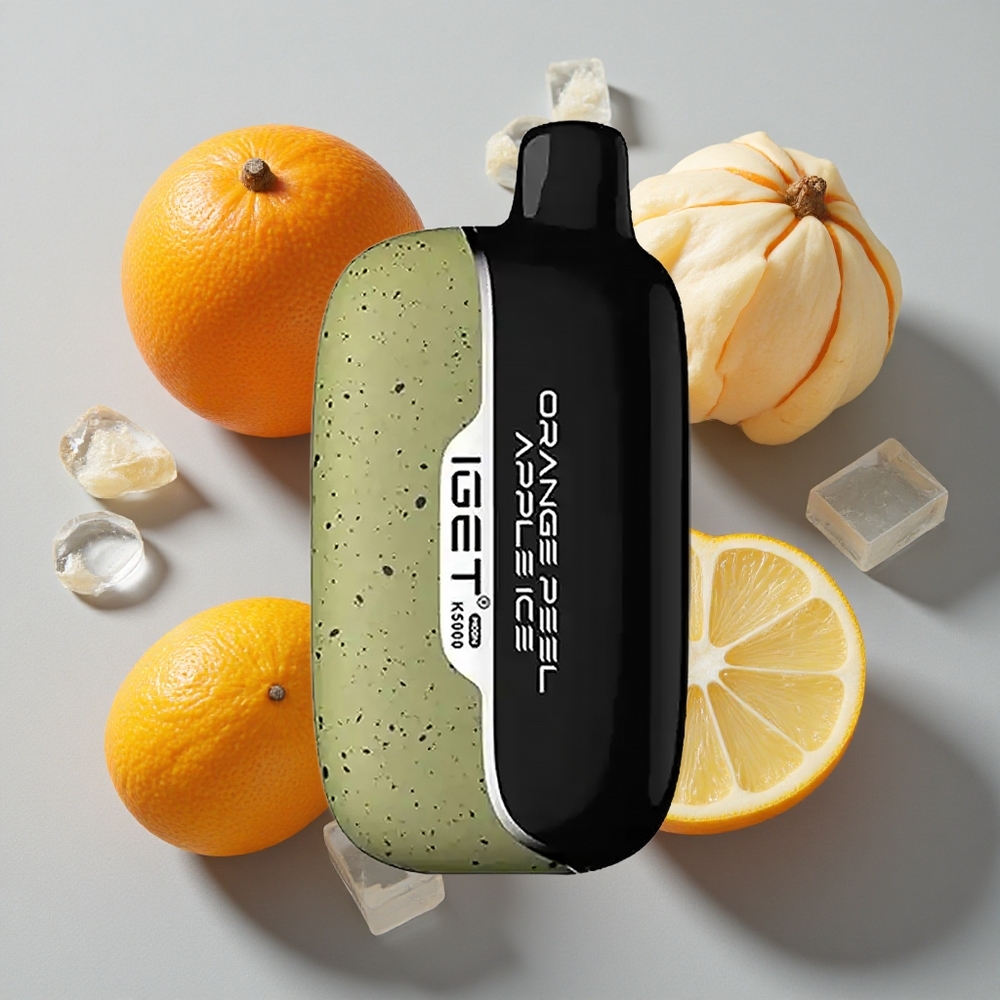 Naranja Pelada Manzana Helada IGET Moon Hasta 5000 Caladas Peso Neto: 81.5 g Tamaño: 49.5x25.3x99.4 mm