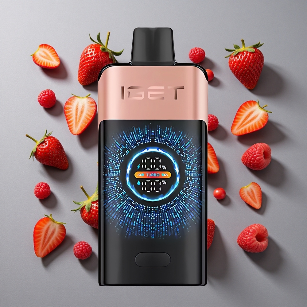 Fresa Frambuesa IGET ONE 12000 Puffs 2700 mAh Batería Pantalla Curva Grande a Color
