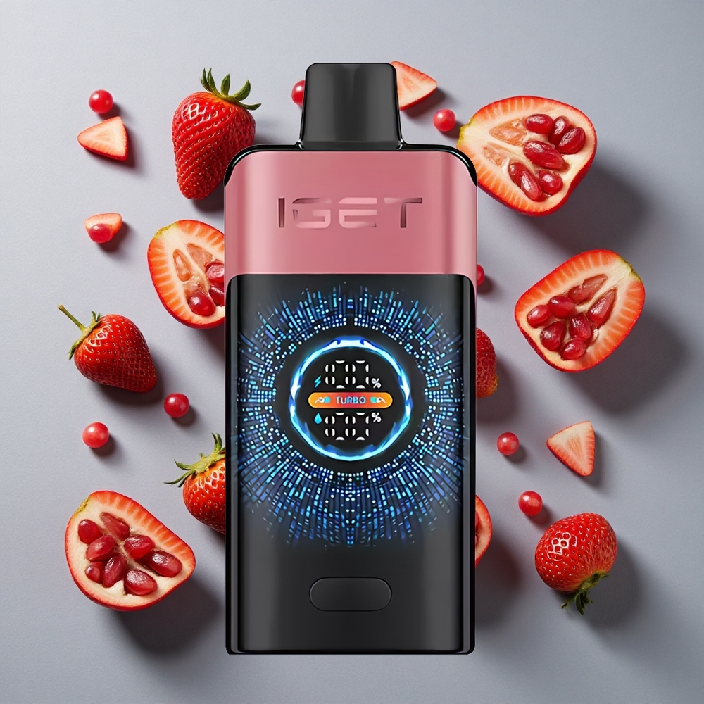 Fresa Granada Hielo IGET ONE 12000 Puffs Vape Desechable Pantalla Curva Grande a Color 2700 mAh Capacidad de Batería