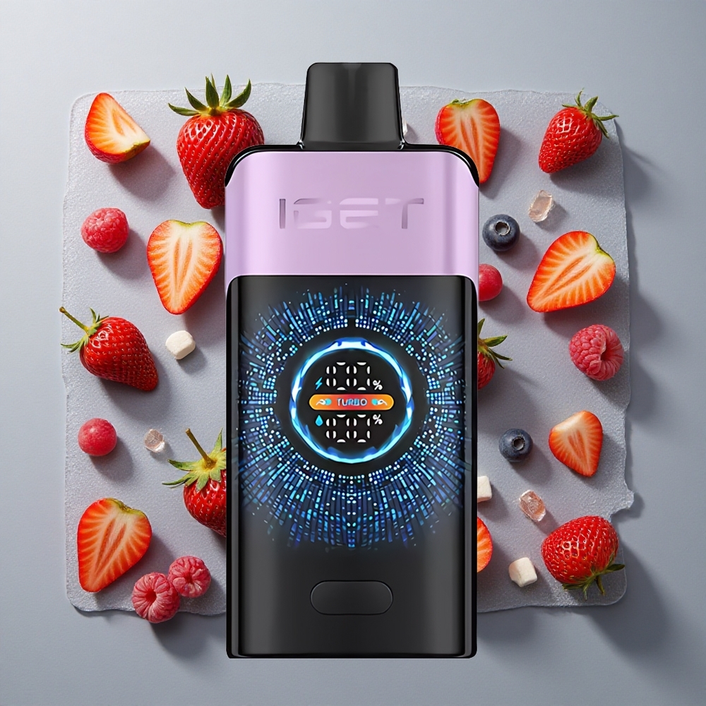 Mezcla de Bayas Heladas IGET ONE 12000 Puffs Vape Desechable Pantalla Curva a Color Grande Batería de 2700 mAh