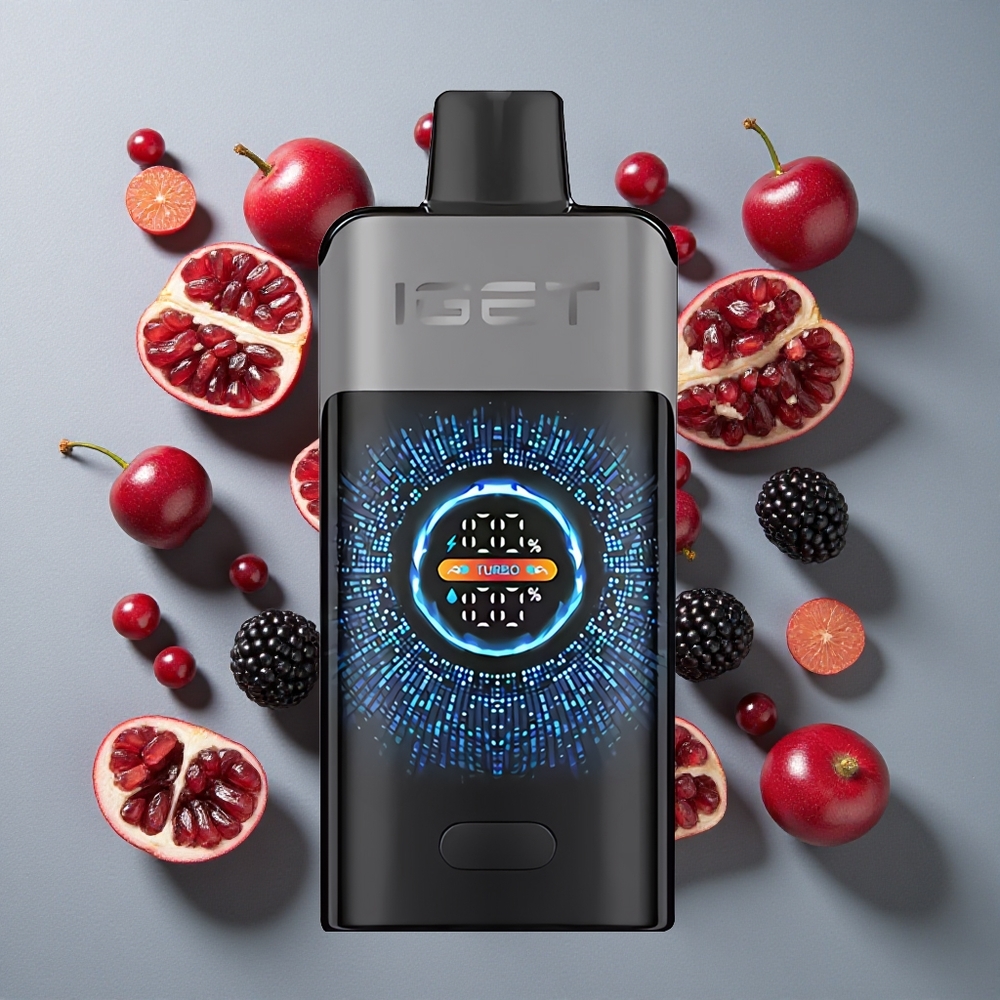 Mora Cereza Granada IGET ONE 12000 Puffs Vape Desechable 2700 mAh Batería Pantalla Curva a Color Grande