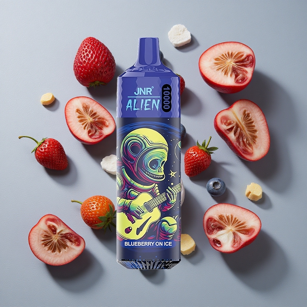 Arándano En Hielo JNR Alien 10000 Puffs con Capacidad de Batería de 850mAh y Tipo-C de Carga Rápida