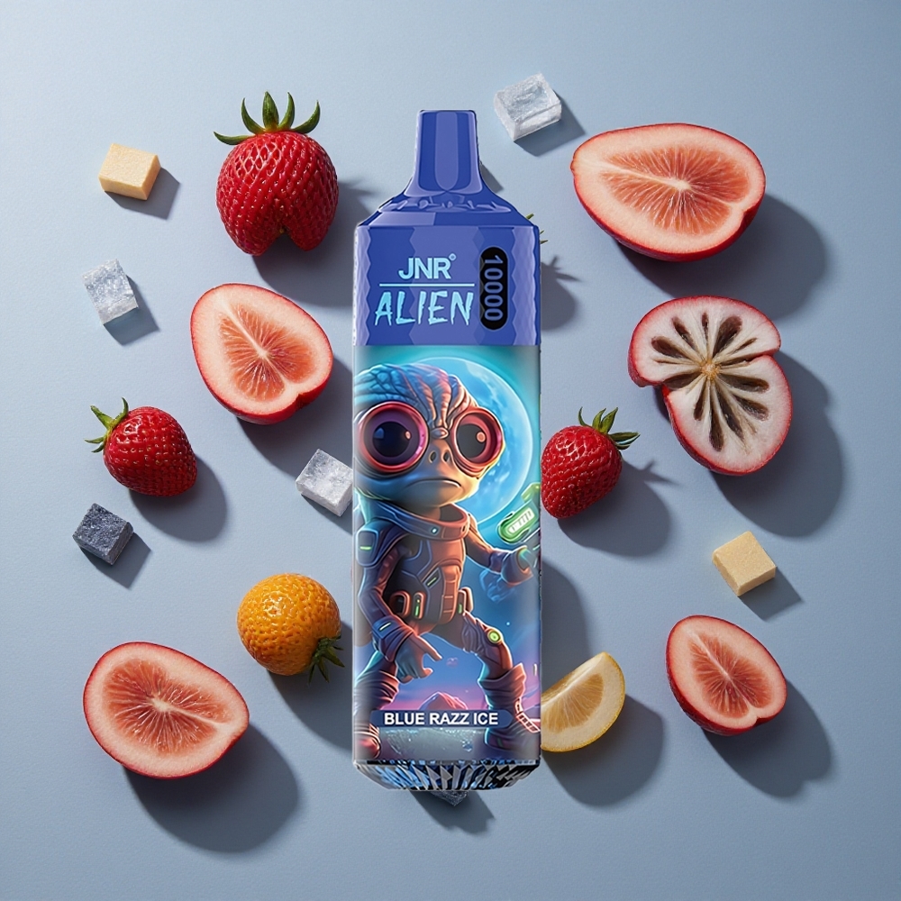 Azul frambuesa hielo JNR Alien 10000 Puffs Vape Desechable con capacidad de batería de 850mAh y carga rápida Type-C