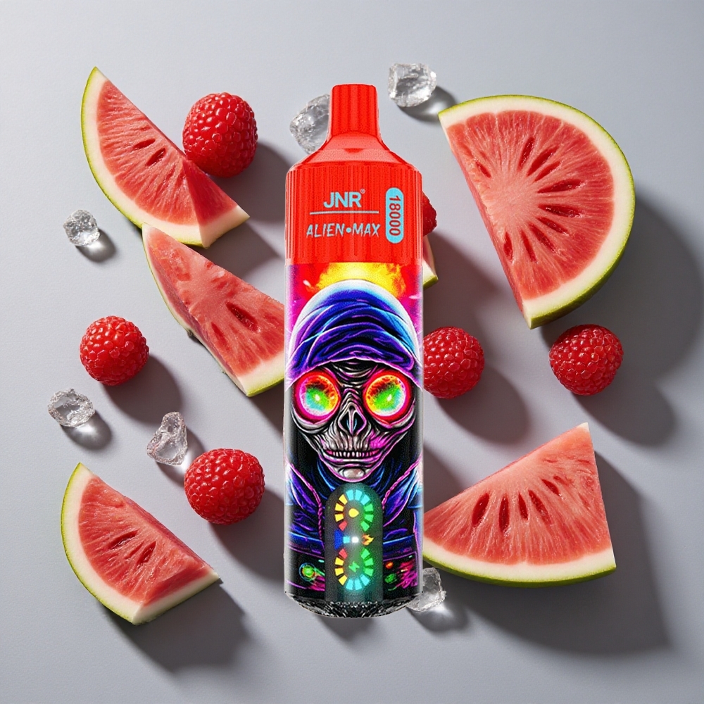 Frambuesa Sandía Hielo JNR Alien Max 18000 Puffs con Pantalla LED Inteligente y Doble Bobina Mesh