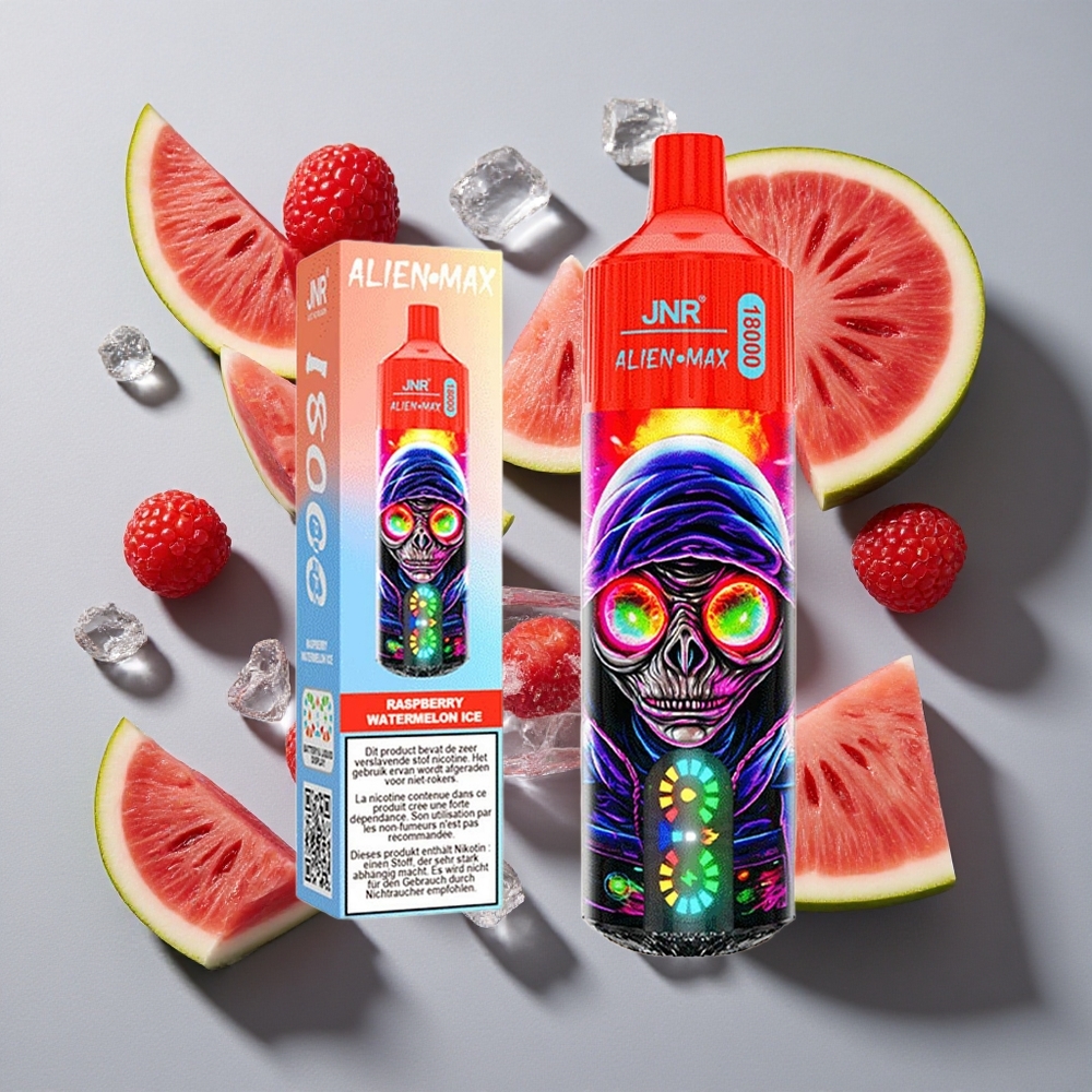 Frambuesa Sandía Hielo JNR Alien Max 18000 Puffs con Pantalla LED Inteligente y Doble Bobina Mesh