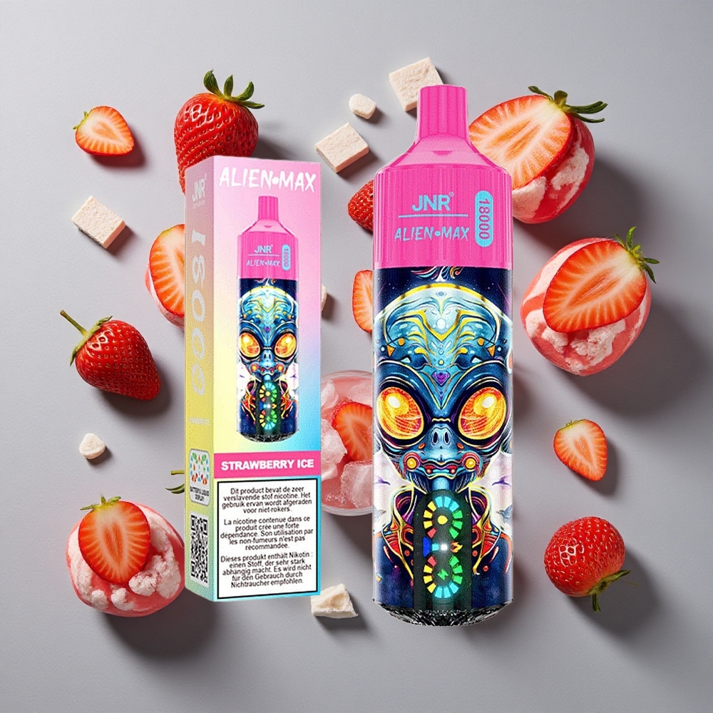Fresa Helada JNR Alien Max 18000 Puffs con Pantalla LED Inteligente y Carga Rápida Tipo-C