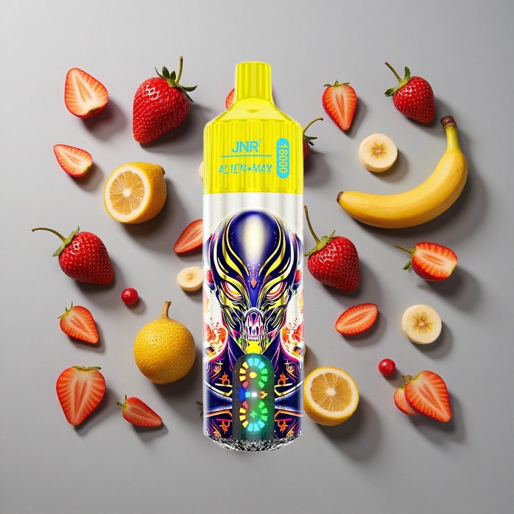 Fresa Plátano JNR Alien Max 18000 Puffs Dual Malla y Doble Núcleo 28ml E-líquido