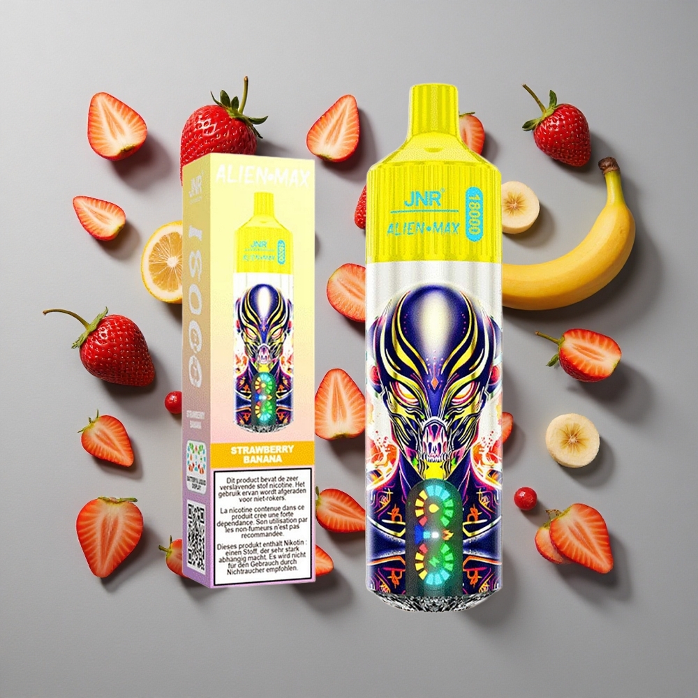 Fresa Plátano JNR Alien Max 18000 Puffs Dual Malla y Doble Núcleo 28ml E-líquido
