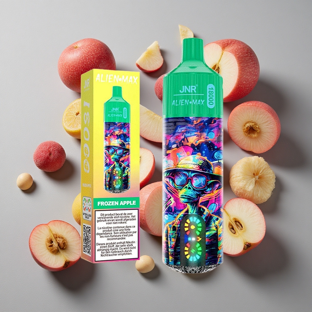 Manzana Congelada JNR Alien Max 18000 Puffs Vape Desechable con Pantalla LED Inteligente y Doble Bobina Mesh