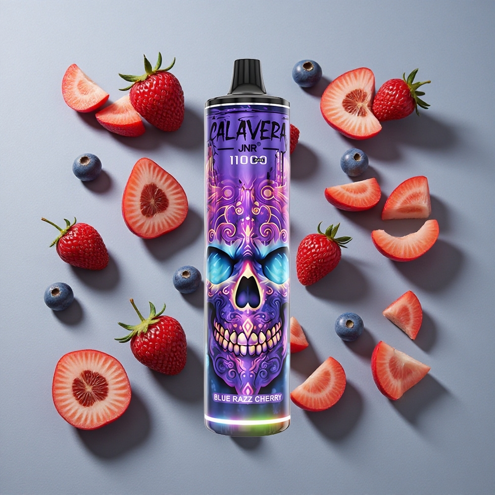 Combinación de Sabores Blue Razz Cereza JNR Calavera 11000 Puffs Vape Desechable 21ml Capacidad de E-Líquido