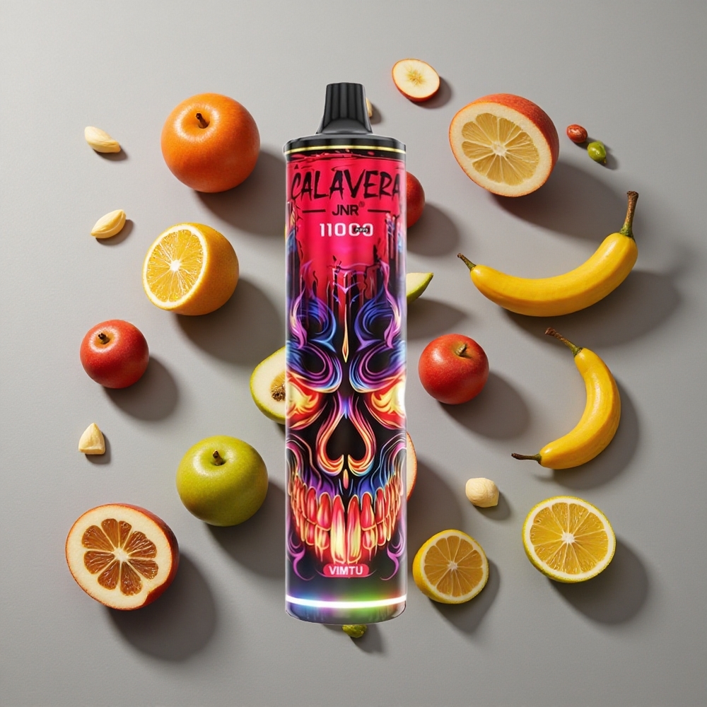 Combinación de Sabores JNR Calavera 11000 Puffs Vape Desechable Vimtu con Puerto de Carga Tipo-C y 21ml de Capacidad de Líquido