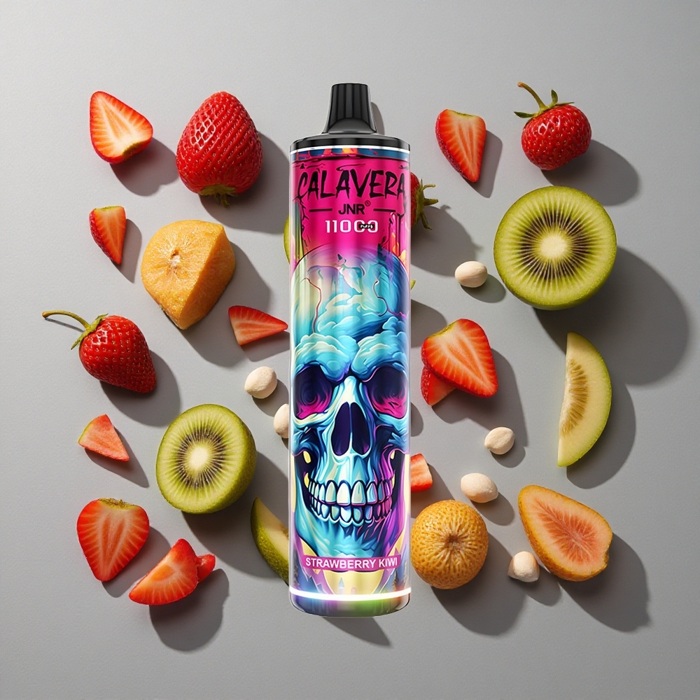 Fresa Kiwi JNR Calavera 11000 Caladas Vape Desechable Puerto Tipo-C 21ml Capacidad de E-Líquido