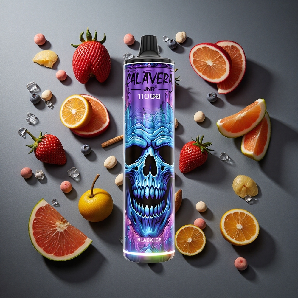 Hielo Negro JNR Calavera 11000 Puffs Vape Desechable con Puerto de Carga Tipo-C y 21ml de Capacidad de E-Líquido