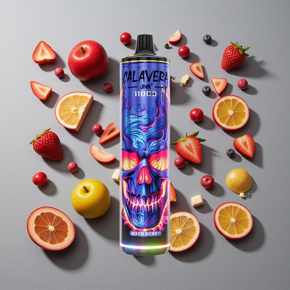 Mezcla de Bayas JNR Calavera 11000 Puffs Vape Desechable Capacidad de Batería de 850 mAh Contenido de Nicotina del 0%,2%,5%