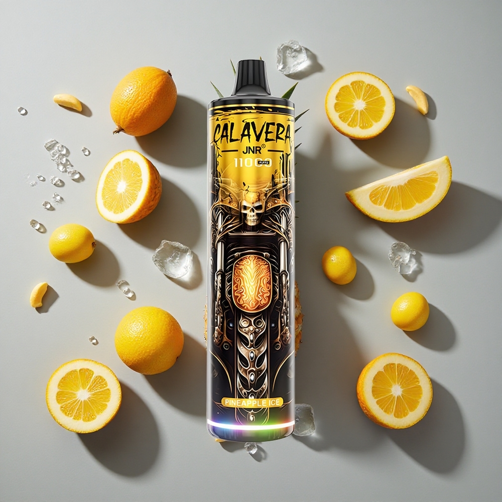 Piña Hielo JNR Calavera 11000 Puffs Vape Desechable con Puerto de carga Tipo-C y 21ml de Capacidad de E-Líquido