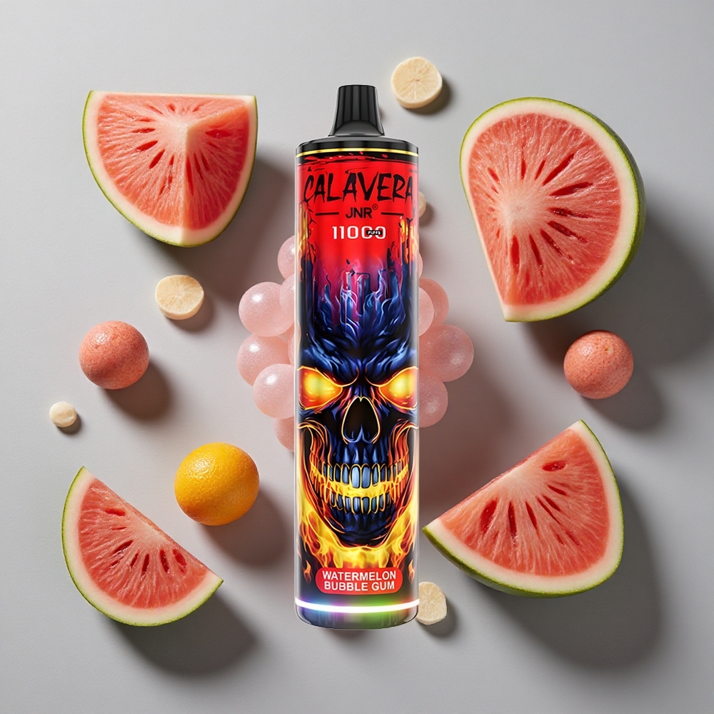 Sandía Chicle JNR Calavera 11000 Puffs Vape Desechable con Puerto Tipo-C y Batería de 850 mAh