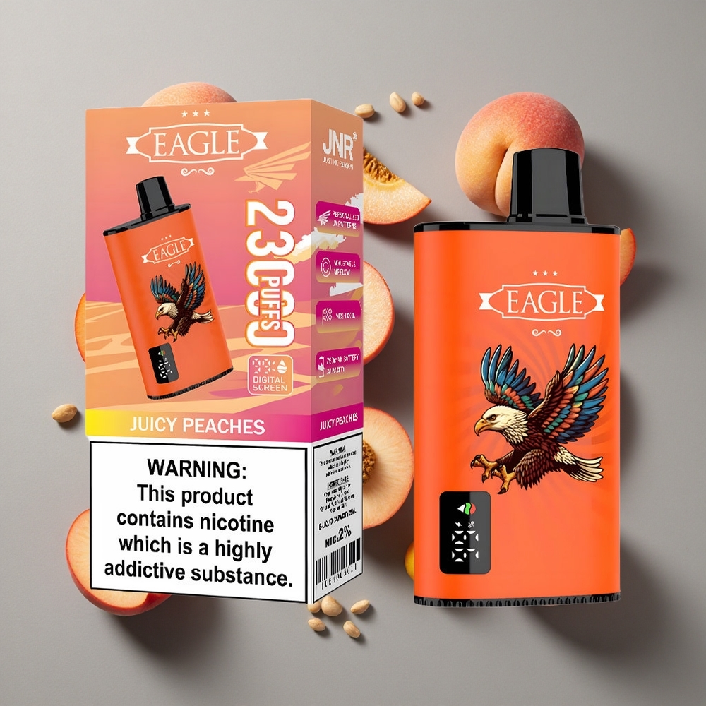 Duraznos Jugosos JNR EAGLE Smart 23000 Puffs Vape Desechable Pantalla Digital 25ml Capacidad de Líquido