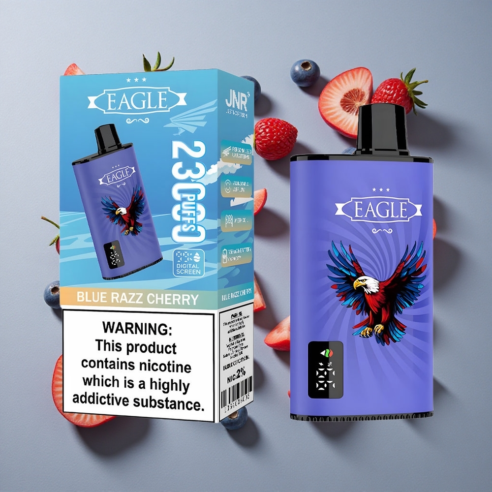 Frambuesa Azul Cereza JNR EAGLE Smart 23000 Puffs Vape Desechable Pantalla Digital Batería de 750mAh