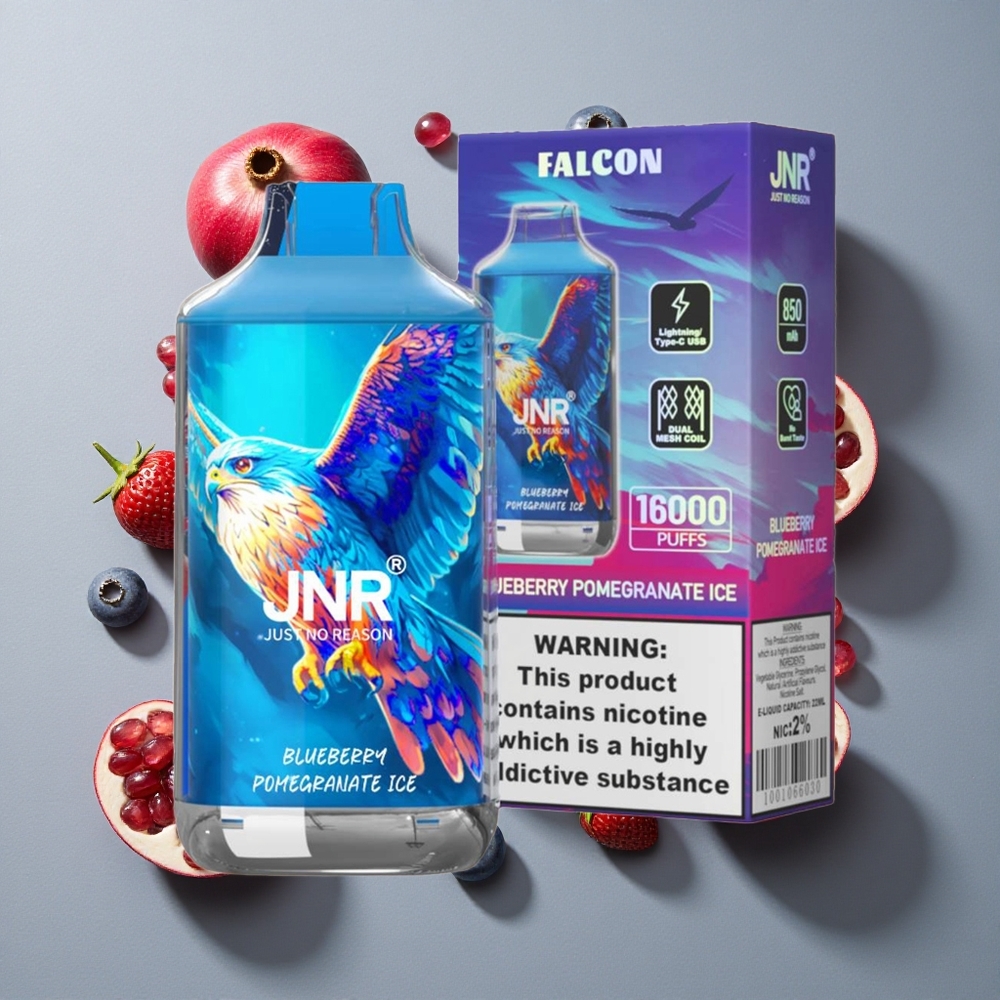 Arándano Granada Helado JNR Falcon 16000 Caladas Capacidad de la Batería: 850 mAh Contenido de Nicotina: 0%,2%