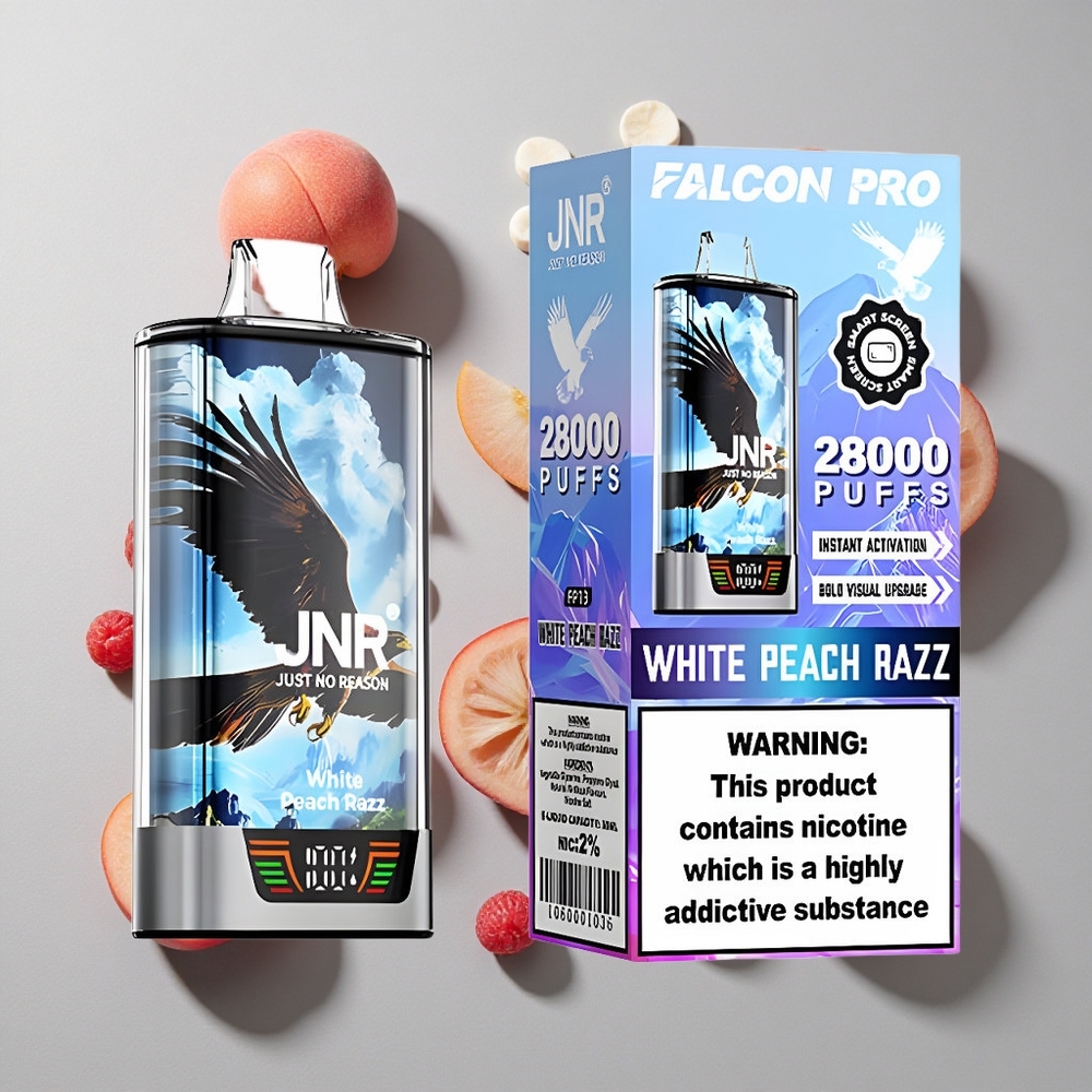 Durazno Blanco Frambuesa JNR Falcon Pro 28000 28000 Caladas 30ml Capacidad Prellenada 950mAh Capacidad de Batería