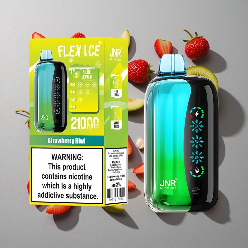 Fresa Kiwi JNR Flex Ice 21000 Puffs Vape Desechable Pantalla Táctil 26ml E-líquido