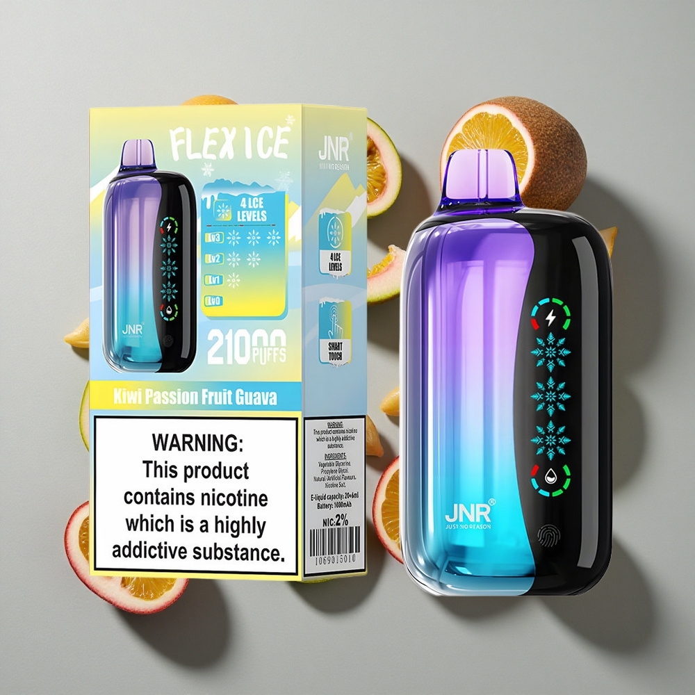 Kiwi Maracuyá Guayaba JNR Flex Ice 21000 Puffs Vape Desechable Ajuste de Hielo Pantalla Táctil