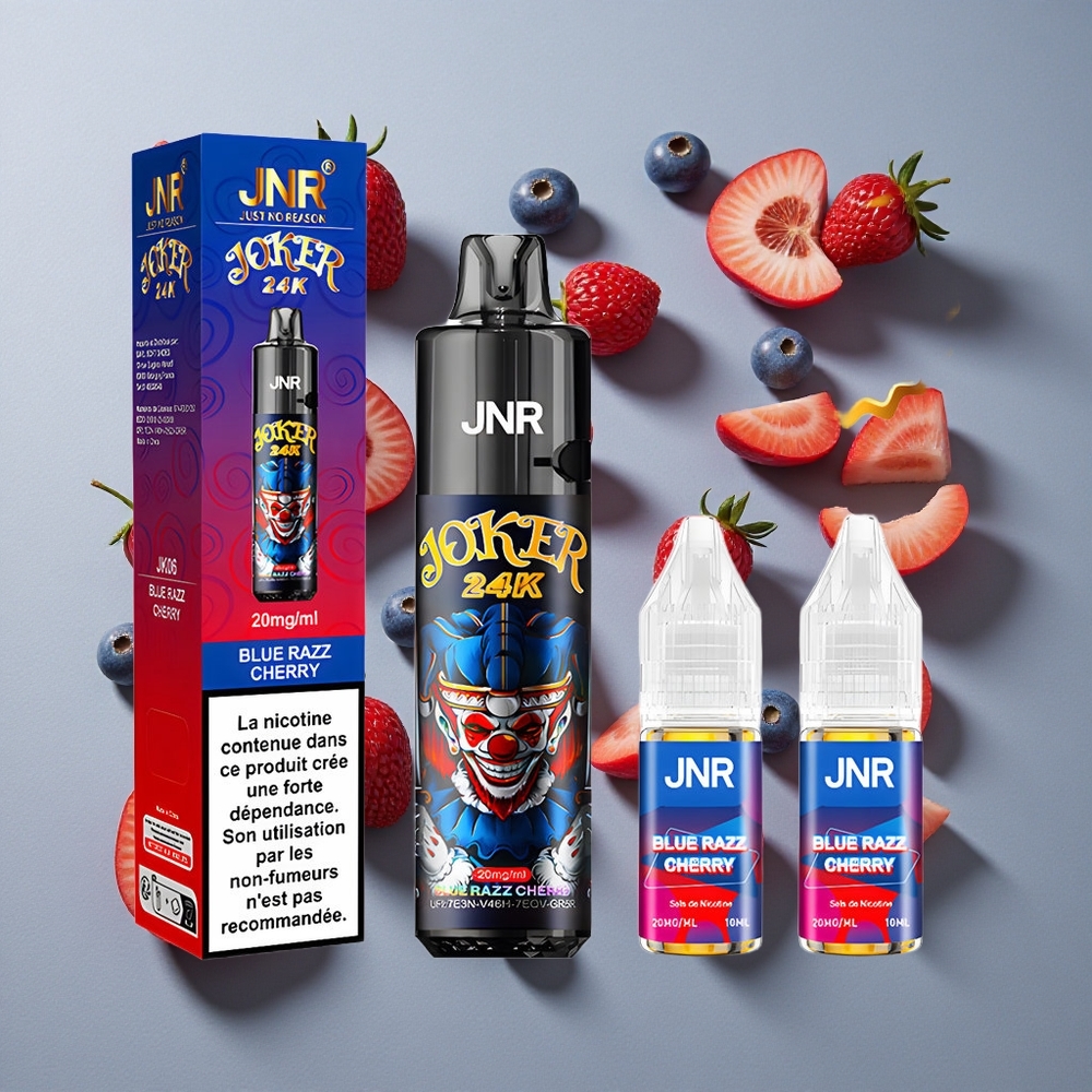 Azul Frambuesa Cereza JNR Joker 24000 Caladas Batería 800mAh Carga Tipo-C