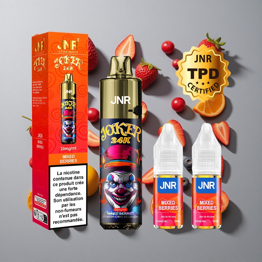 Mezcla de Bayas JNR Joker 24K Puffs 24000 Caladas Batería de 800mAh Recargable Tipo-C